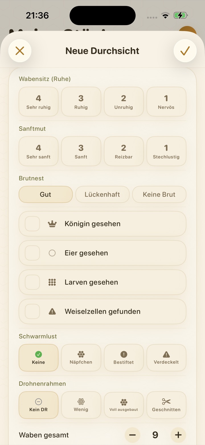 Geführte Durchsicht in der Imker-App BeeReady