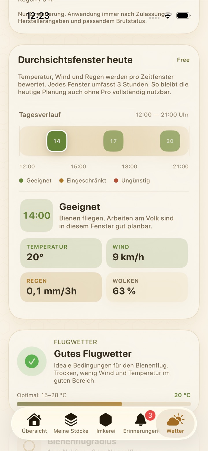 Hourly weather details in BeeReady